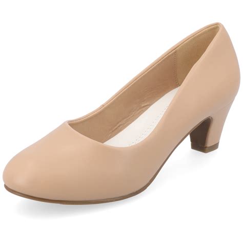 Journee Collection Women's Luu-M Comfort Insole Round Toe Low Block Heel Pumps - Nude - 9.5 for ...