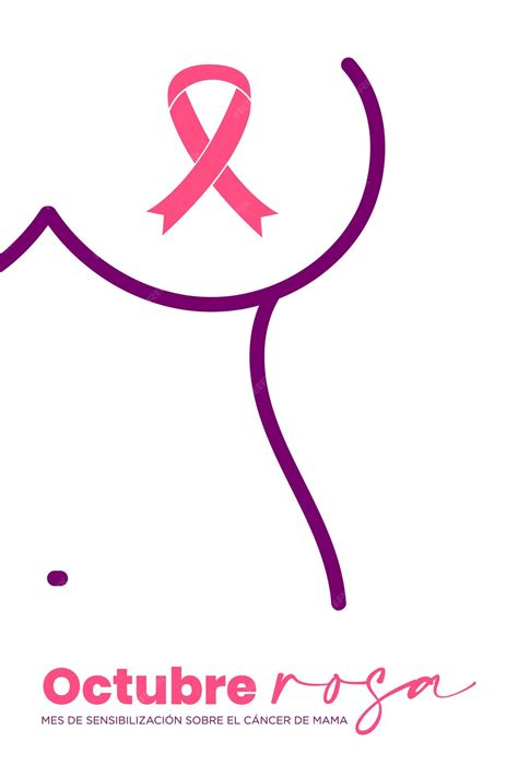 Premium Vector | Poster with a pink ribbon that says breast cancer in ...