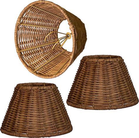 mini lampshades set of 3,Lamp Shade Rattan Clip-On shades,empire/barrel ...