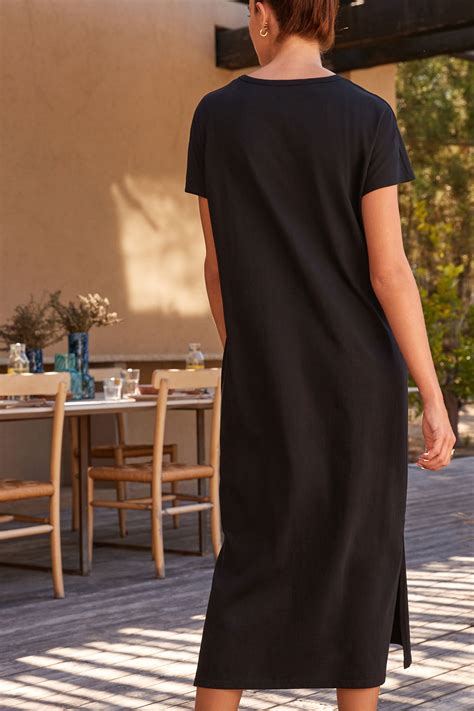 Buy Black 100% Cotton Twist Short Sleeved T-Shirt Summer Dress from the ...