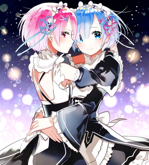 rem and ram (re:zero kara hajimeru isekai seikatsu) drawn by mosu2 ...