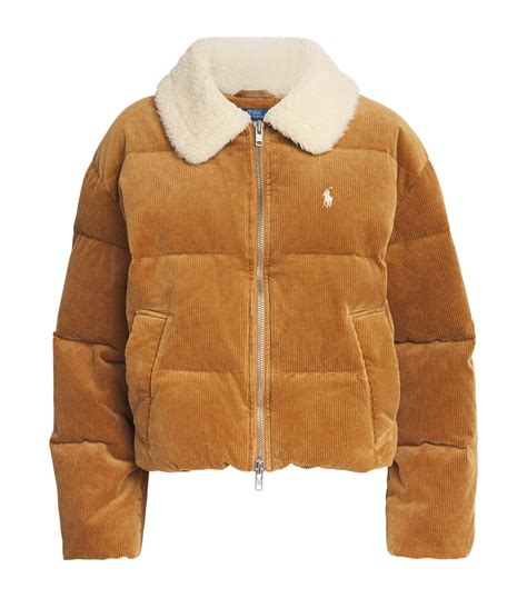 Polo Ralph Lauren Down Corduroy Puffer Jacket in Brown | Lyst