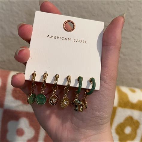 🌱 american eagle earrings pack ! 🌱 green themed,... - Depop