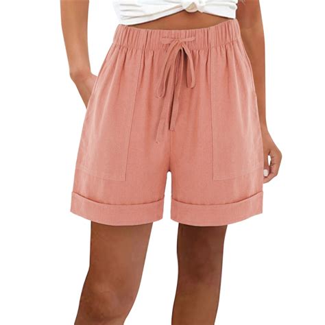 Womens Lounge Shorts Summer Casual Drawstring Elastic Waist Cotton ...