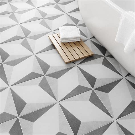 British Ceramic Tile Geometric grey feature floor tile 331mm x 331mm ...