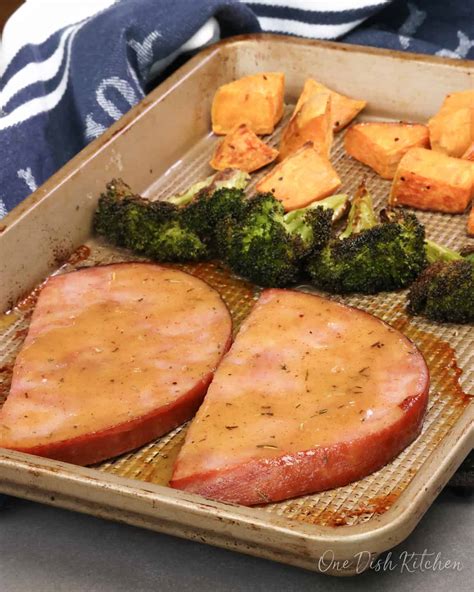 Baked Ham Steak Sheet Pan Meal - One Dish Kitchen