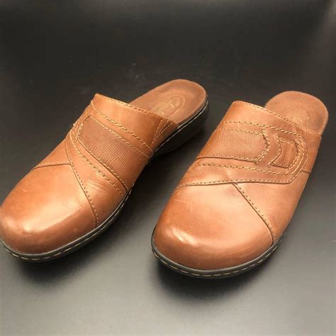 Brown leather Clarks Bendables mules in great... - Depop