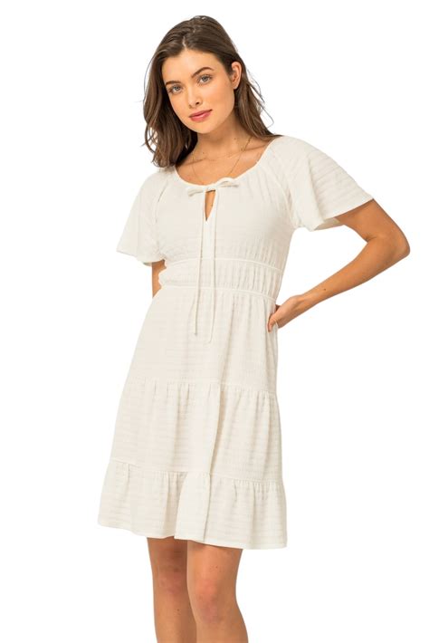 GILLI TIERED WHITE KNIT DRESS - 6th Street Fashions and Footwear