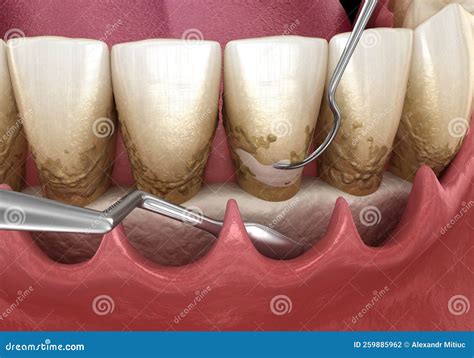 Open Curettage: Scaling and Root Planing Conventional Periodontal Therapy. Medically Accurate 3D ...