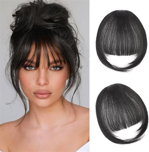 Amazon.com : QGZ Clip in Bangs-Fake Bangs Hair Clip Fringe with Temples ...