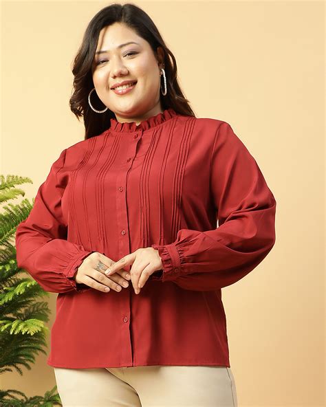 Buy Women's Maroon Plus Size Shirt Online at Bewakoof