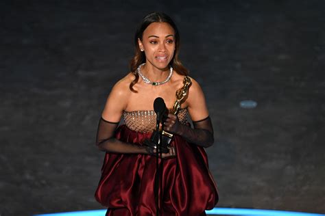 Zoe Saldaña makes history with Oscars win for best supporting actress ...