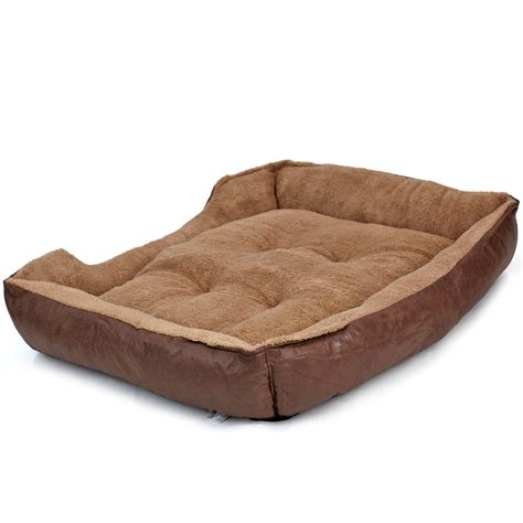 Easipet Dog Pet Bed Small-XXLarge Faux Leather Fleece in Brown