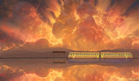 Spirited Away Train Sky Painting Wallpaper
