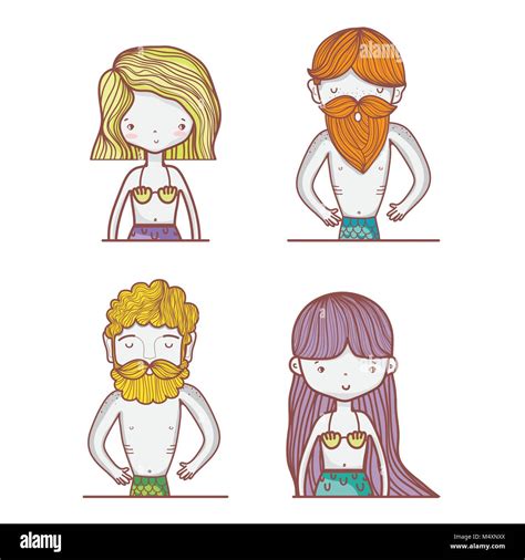 Little mermaids cute cartoons Stock Vector Image & Art - Alamy