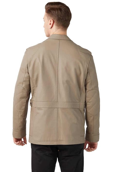 Roberto Men's 100 % Real Beige Leather Taffeta Mink Coat