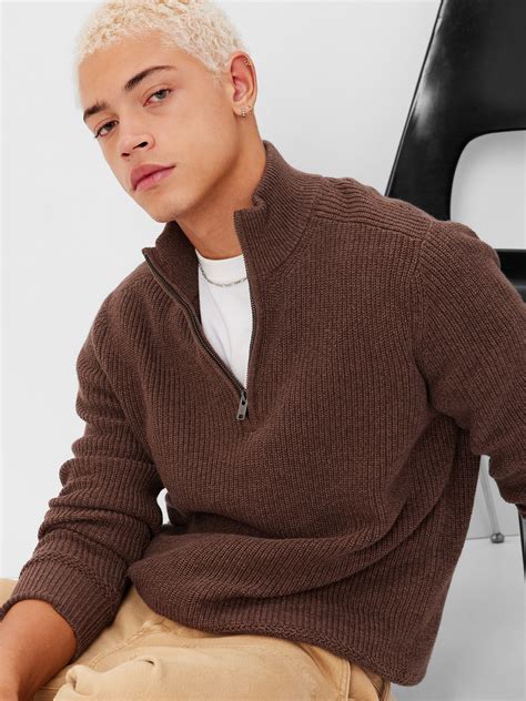 Half-Zip Rib Mockneck Sweater | Gap