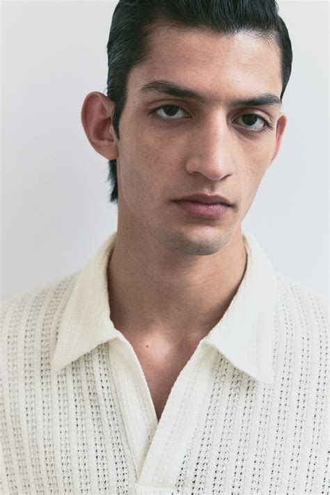 Loose Fit Jacquard-Knit Polo Shirt - White - Men | H&M US