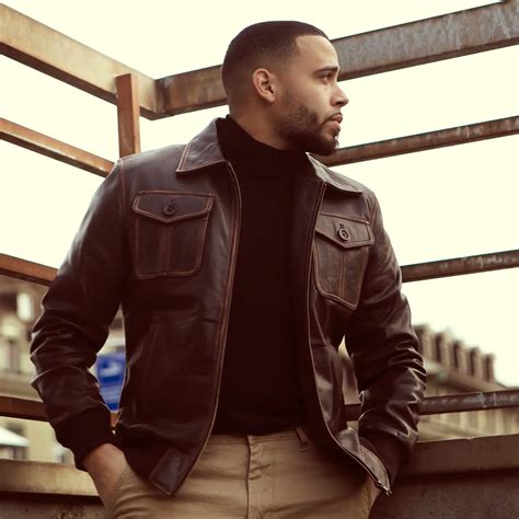 Brown Leather Bomber Jackets For Men