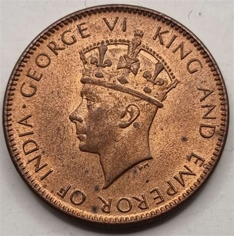 Ceylon one Cent 1937 KGVI Red in UNC coin