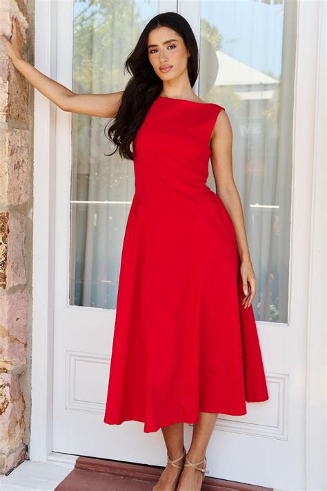 Audrey Midi Dress - Red - FINAL SALE – minnie + MAXXIE