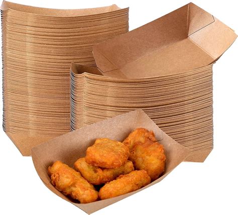 Amazon.com: 100 Pack 1lb Kraft Paper Food Trays, Paper Food Boat ...