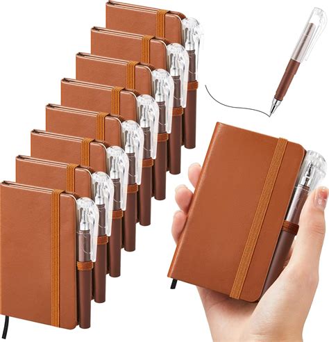 Amazon.com : Qeeenar 16 Piece 8 Leather Notebooks and 8 Pens Leather ...