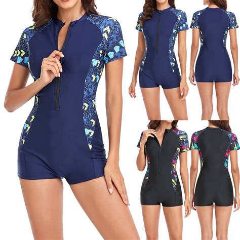 Jacenvly One Piece Swimsuits for Women 2024 Cozy Short Sleeve Diving ...