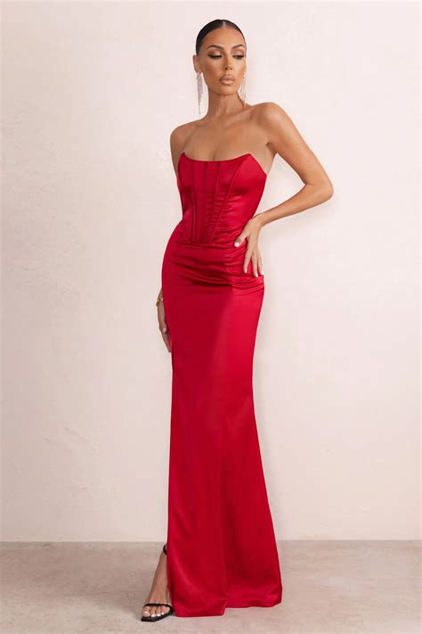 Formal Dresses | Fishtail maxi dress, Corset dress prom, Red dress