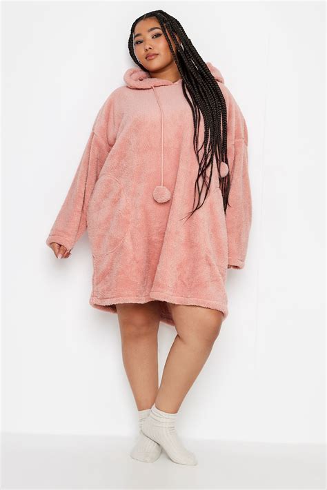 YOURS Plus Size Pink Pocket Snuggle Hoodie | Yours Clothing