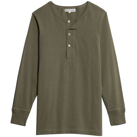 Merz b Schwanen Henley T-Shirt - Army Green - 206.40-ARM HENLEY TEE