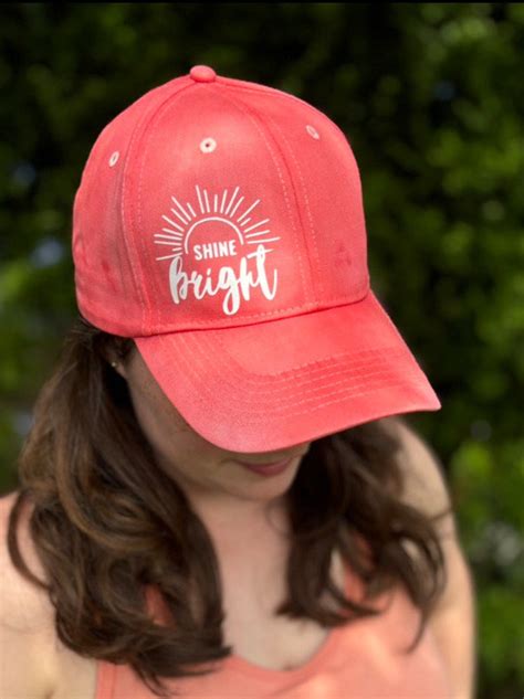 Shine Bright Hat, Cute Summer Hat With Positive Saying, Coral Ballcap ...