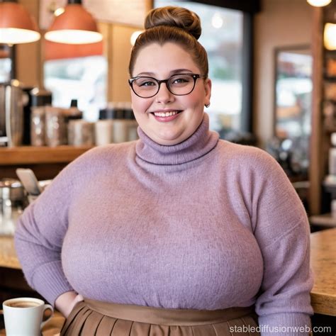 Joyful 600 lb Woman in Coffee Shop | Stable Diffusion Online
