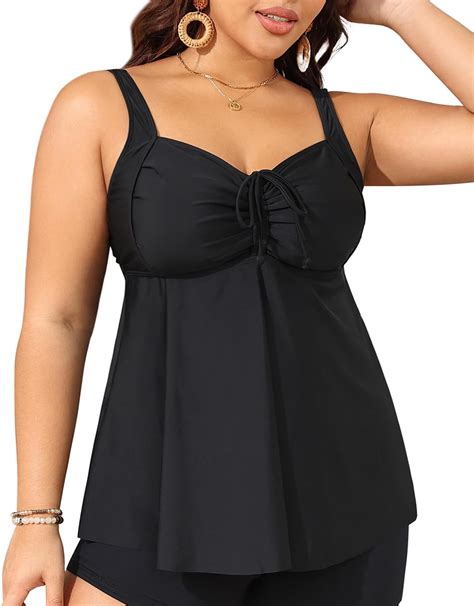 Amazon.com: Aqua Eve Women Plus Size Tankini Top Only Flowy Swimsuit ...