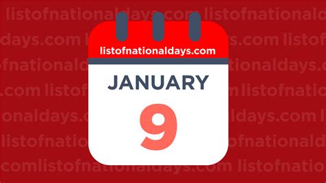 JANUARY 9TH: National Holidays,Observances & Famous Birthdays