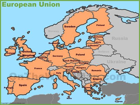 Map of the European Union | EU Countries Map - Ontheworldmap.com