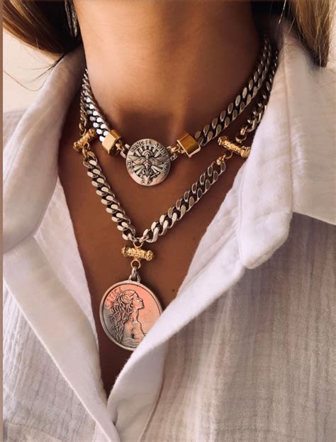 Mixed Metals Necklace , Coin Collar, Medallion Necklace,chunky Choker ...