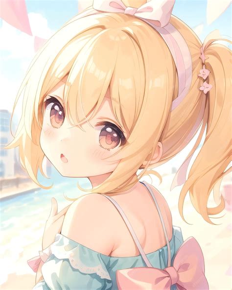 Premium AI Image | Anime girl in a bikini with a bow in her hair