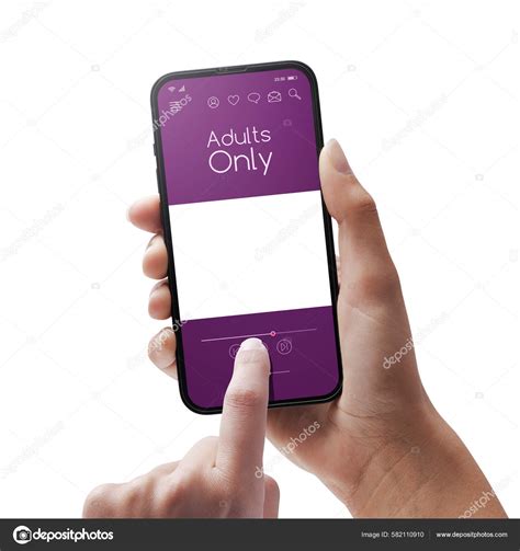 Woman Watching Porn Videos Her Smartphone Adults Only Apps — Stock ...