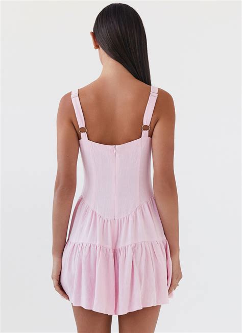 Lucie Linen Mini Dress - Pink – Peppermayo