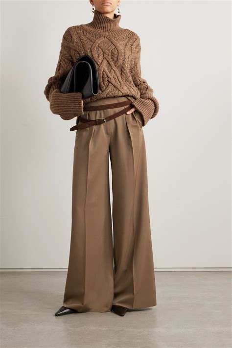Brown Libbra pleated wool and mohair-blend twill wide-leg pants | MAX ...
