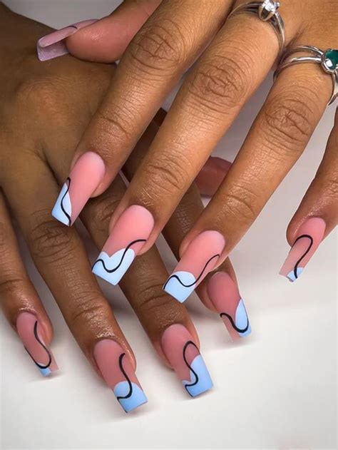 Instantly Upgrade Your Look with 24pcs Long Square Blue Color Contrast ...