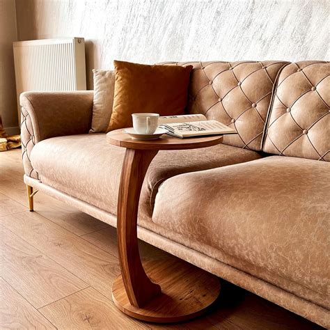 Ultimate Premium C-Shaped End Table with Rolling Wheels, Brown ...