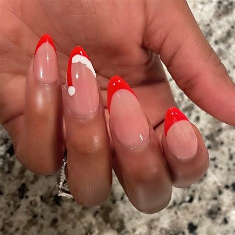 Santa Hat Tips | Gel Press on Nails - Etsy in 2025 | Christmas nails ...