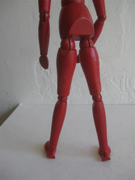 Antique Red Painted Articulated Wood Nude Artist Figural Model ...