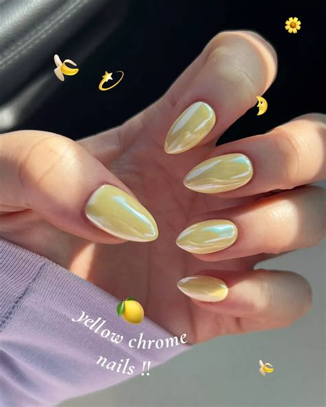 Trendy Yellow Chrome Nails for Spring 2023 | Yellow nails, Gel nails ...