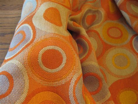 Stylish Vintage 70s Orange Upholstery Fabric