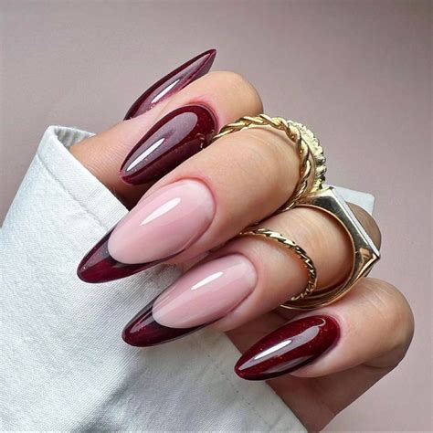 Deep red French tip | Red nails, Stylish nails, Gel nails