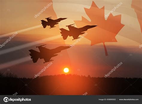 Air Force Day Aircraft Silhouettes Background Sunset Transparent Canadian Flag Stock Photo by ...