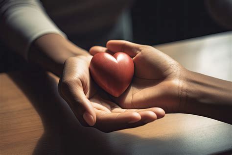 two people holding a heart togehther, symbolizing empathy, compassion ...